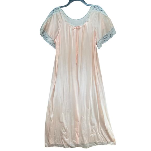 Montgomery Ward Other - Vintage Montgomery Ward Nightgown L Peach Orange Lace Trim Classic Slip Dress